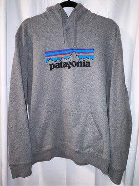 Patagonia Gray Hooded Sweatshirt Men's w/ P-6 Logo Uprisal